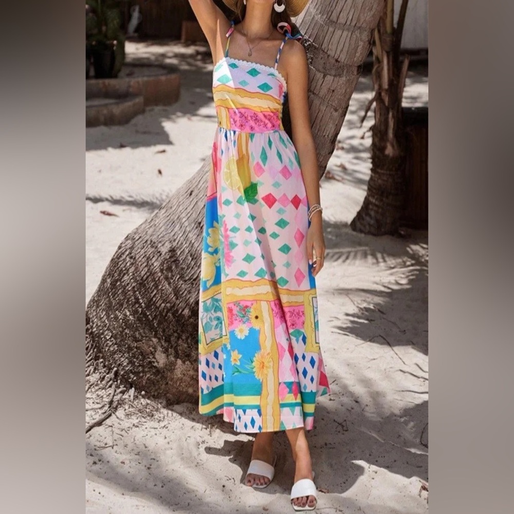 NEW SundayUp Tie Strap Dress Pink